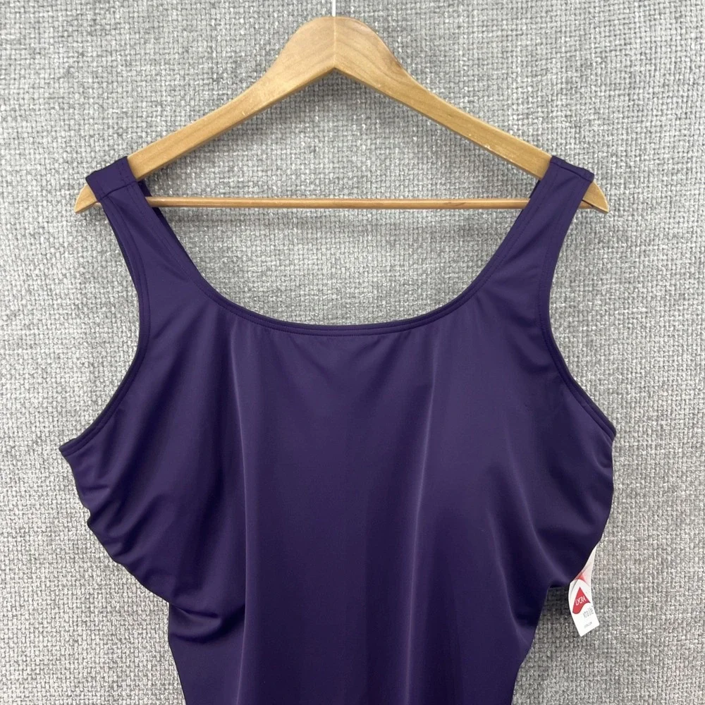 L.L. Bean Women's Swimsuit Size 24W Mast Purple Padded Self Bra Lycra Extra Life